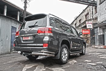 10 999 р. Защита заднего бампера WINBO (уголки, Ø76 и 38 мм, нержавейка) Toyota Land Cruiser 200 дорестайлинг (2007-2012)  с доставкой в г. Санкт‑Петербург. Увеличить фотографию 2