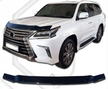 2 799 р. Дефлектор капота CA-Plastiс  Lexus LX  570 (2015-2024) (Classic черный, Без надписи)  с доставкой в г. Санкт‑Петербург. Увеличить фотографию 1