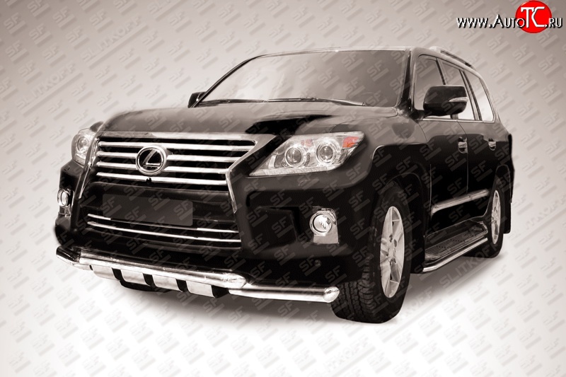 26 649 р. Двойная защита с зубьями d76 мм Slitkoff  Lexus LX570  J200 (2012-2015) 1-ый рестайлинг  с доставкой в г. Санкт‑Петербург