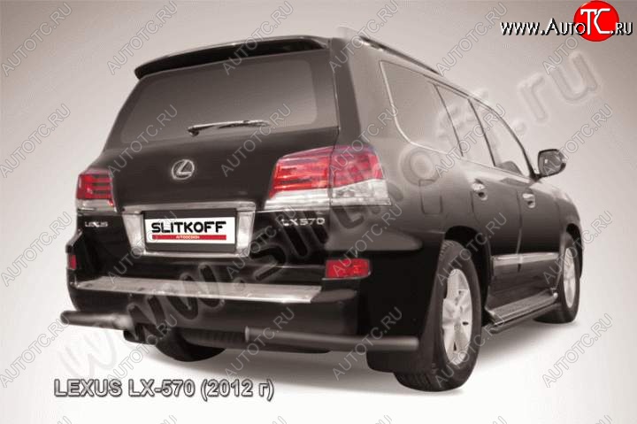 11 299 р. Защита заднего бампера из уголков d76 Slitkoff  Lexus LX  570 (2012-2015) J200 1-ый рестайлинг (Цвет: серебристый)  с доставкой в г. Санкт‑Петербург