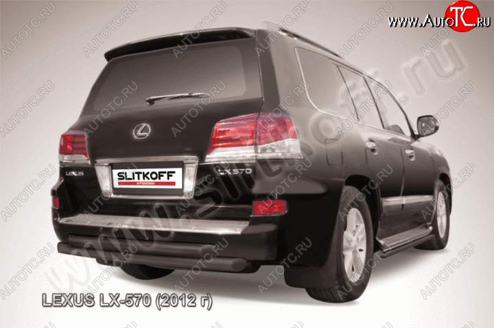 15 699 р. Защита заднего бампера из труб d76 Slitkoff (двойная)  Lexus LX  570 (2012-2015) J200 1-ый рестайлинг (Цвет: серебристый)  с доставкой в г. Санкт‑Петербург