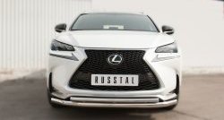 Защита переднего бампера (2 трубыØ63 и 42 мм, нержавейка) Russtal Lexus NX 200T (2015-2024)