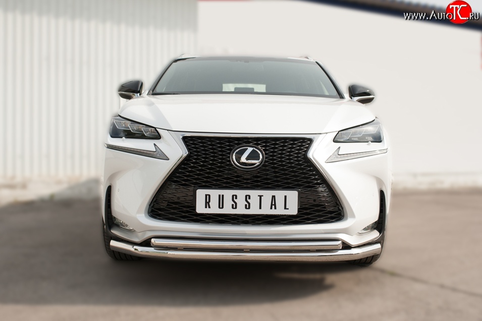 19 699 р. Защита переднего бампера (2 трубыØ63 и 42 мм, нержавейка) Russtal Lexus NX200T Z10 (2014-2017)  с доставкой в г. Санкт‑Петербург