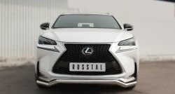 Защита переднего бампера (Ø63 мм волна, нержавейка, F-SPORT) Russtal Lexus NX 200T (2015-2024)