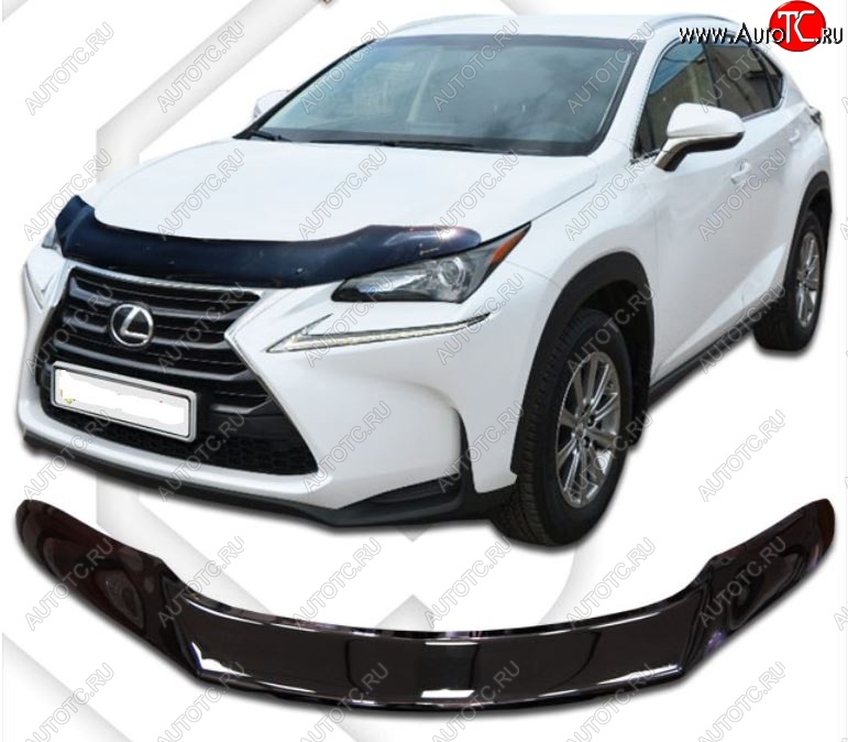 2 059 р. Дефлектор капота CA-Plastic exclusive  Lexus NX  300h (2014-2017) (Classic черный, Без надписи)  с доставкой в г. Санкт‑Петербург