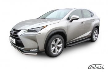 11 609 р. Порожки для ног Arbori Optima Black Lexus NX300h Z10 дорестайлинг (2014-2017)  с доставкой в г. Санкт‑Петербург. Увеличить фотографию 1