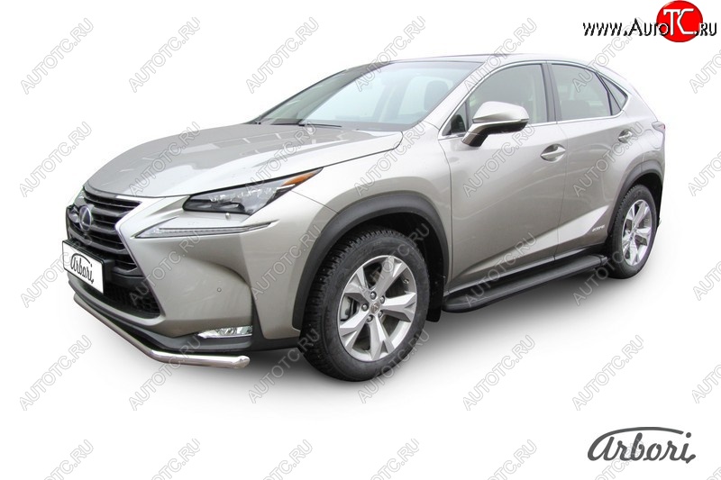 11 609 р. Порожки для ног Arbori Optima Black Lexus NX300h Z10 дорестайлинг (2014-2017)  с доставкой в г. Санкт‑Петербург