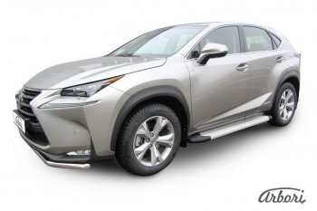 10 979 р. Порожки для ног Arbori Optima Silver Lexus NX300h Z10 дорестайлинг (2014-2017)  с доставкой в г. Санкт‑Петербург. Увеличить фотографию 1