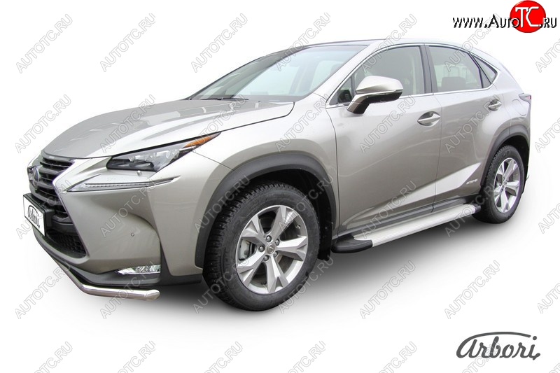 10 979 р. Порожки для ног Arbori Optima Silver Lexus NX300h Z10 дорестайлинг (2014-2017)  с доставкой в г. Санкт‑Петербург