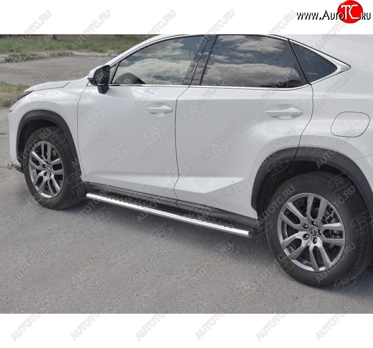 31 649 р. Пороги труба 120х60 Russtal (овал с проступью) Lexus NX300h Z10 дорестайлинг (2014-2017)  с доставкой в г. Санкт‑Петербург