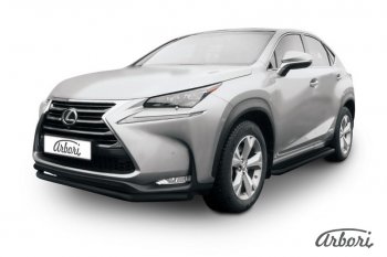 Защита переднего бампера Arbori (черная, 1 труба d57 mm). Lexus NX 300h Z10 дорестайлинг (2014-2017)