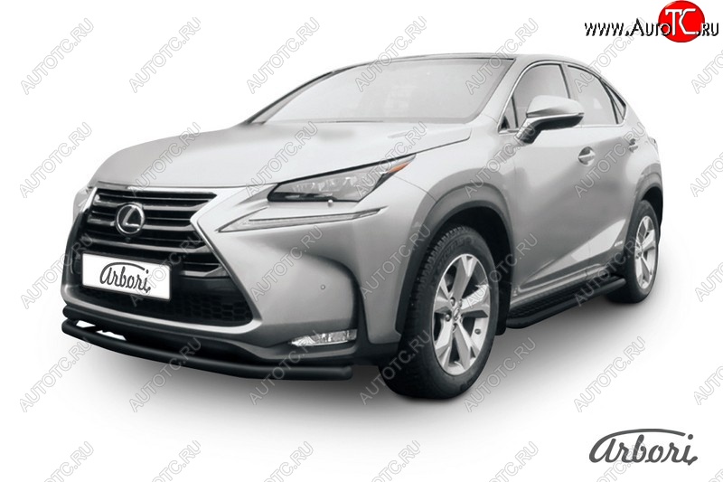 7 019 р. Защита переднего бампера Arbori (радиусная, черная, 1 труба d57 mm). Lexus NX300h Z10 дорестайлинг (2014-2017)  с доставкой в г. Санкт‑Петербург