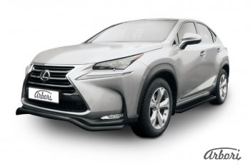 7 559 р. Защита переднего бампера Arbori (волна, черная, 1 труба d57 mm). Lexus NX300h Z10 дорестайлинг (2014-2017)  с доставкой в г. Санкт‑Петербург. Увеличить фотографию 1