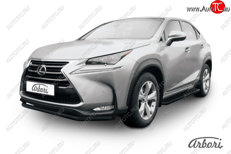 6 749 р. Защита переднего бампера Arbori (черная, 1 труба d57 mm).  Lexus NX300h  Z10 (2014-2017) дорестайлинг  с доставкой в г. Санкт‑Петербург