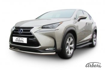 13 319 р. Защита переднего бампера Arbori (радиусная, нержавейка, 1 труба d57 mm). Lexus NX300h Z10 дорестайлинг (2014-2017)  с доставкой в г. Санкт‑Петербург. Увеличить фотографию 2