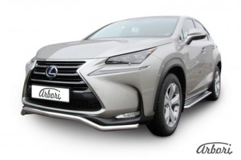 14 363 р. Защита переднего бампера Arbori (волна, нержавейка, 1 труба d57 mm). Lexus NX300h Z10 дорестайлинг (2014-2017)  с доставкой в г. Санкт‑Петербург. Увеличить фотографию 2