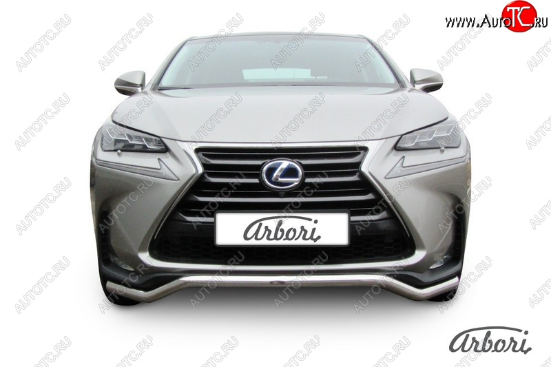 14 363 р. Защита переднего бампера Arbori (волна, нержавейка, 1 труба d57 mm). Lexus NX300h Z10 дорестайлинг (2014-2017)  с доставкой в г. Санкт‑Петербург