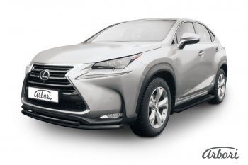 7 919 р. Защита переднего бампера Arbori (черная, 2 трубы d57 и 42 mm) Lexus NX300h Z10 дорестайлинг (2014-2017)  с доставкой в г. Санкт‑Петербург. Увеличить фотографию 1