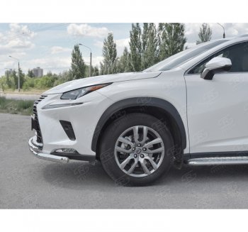 9 249 р. Защита переднего бампера (2 трубы Ø63 и 42 мм, нержавейка) Russtal Lexus NX300h Z10 дорестайлинг (2014-2017)  с доставкой в г. Санкт‑Петербург. Увеличить фотографию 2