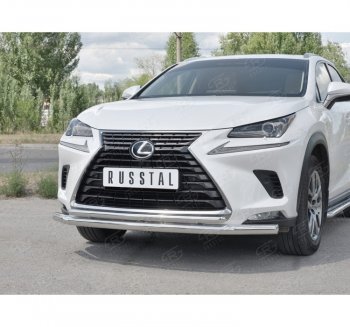 9 249 р. Защита переднего бампера (2 трубы Ø63 и 42 мм, нержавейка) Russtal Lexus NX300h Z10 дорестайлинг (2014-2017)  с доставкой в г. Санкт‑Петербург. Увеличить фотографию 3