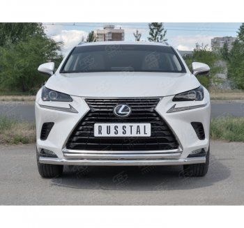 9 249 р. Защита переднего бампера (2 трубы Ø63 и 42 мм, нержавейка) Russtal Lexus NX300h Z10 дорестайлинг (2014-2017)  с доставкой в г. Санкт‑Петербург. Увеличить фотографию 4