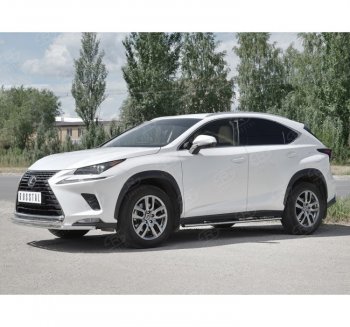 Защита переднего бампера (2 трубы Ø42 мм, нержавейка) SLITKOFF Lexus NX300h Z10 дорестайлинг (2014-2017)