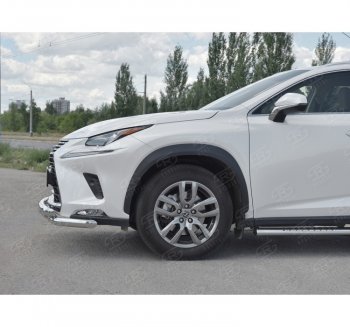 27 999 р. Защита переднего бампера (Ø63 мм с клыками, нержавейка) SLITKOFF  Lexus NX300h  Z10 (2014-2017) дорестайлинг  с доставкой в г. Санкт‑Петербург. Увеличить фотографию 2