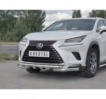 27 999 р. Защита переднего бампера (Ø63 мм с клыками, нержавейка) SLITKOFF  Lexus NX300h  Z10 (2014-2017) дорестайлинг  с доставкой в г. Санкт‑Петербург. Увеличить фотографию 3