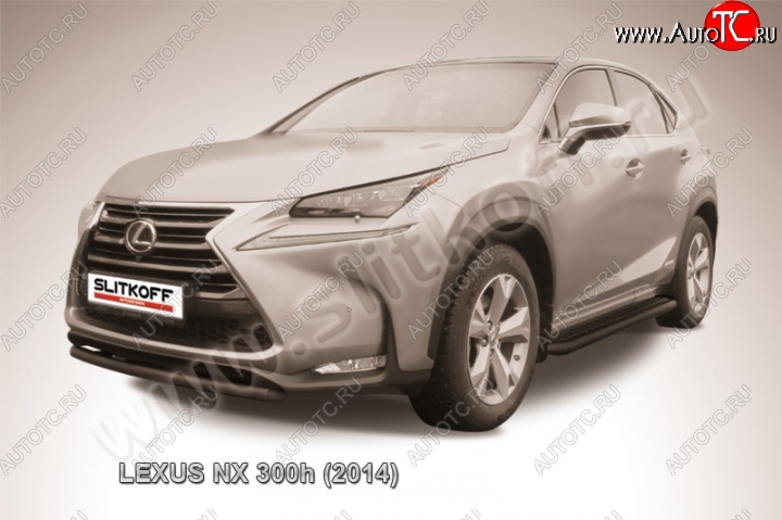 5 249 р. Защита переднего бампера из трубы d57 Slitkoff (короткая) Lexus NX300h Z10 дорестайлинг (2014-2017) (Цвет: серебристый)  с доставкой в г. Санкт‑Петербург