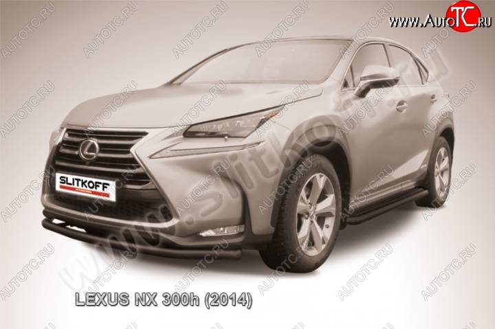 7 999 р. Защита переднего бампера из трубы d57 Slitkoff (радиусная)  Lexus NX300h  Z10 (2014-2017) дорестайлинг (Цвет: серебристый)  с доставкой в г. Санкт‑Петербург