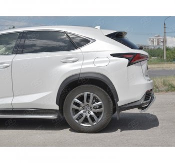 8 349 р. Защита заднего бампера (Ø42 мм волна, нержавейка) Russtal  Lexus NX300h  Z10 (2014-2017) дорестайлинг  с доставкой в г. Санкт‑Петербург. Увеличить фотографию 2