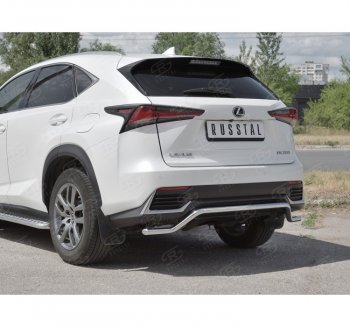 8 349 р. Защита заднего бампера (Ø42 мм волна, нержавейка) Russtal  Lexus NX300h  Z10 (2014-2017) дорестайлинг  с доставкой в г. Санкт‑Петербург. Увеличить фотографию 3