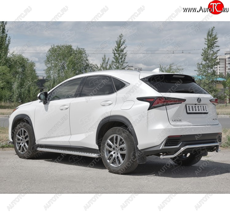 8 349 р. Защита заднего бампера (Ø42 мм волна, нержавейка) Russtal Lexus NX300h Z10 дорестайлинг (2014-2017)  с доставкой в г. Санкт‑Петербург