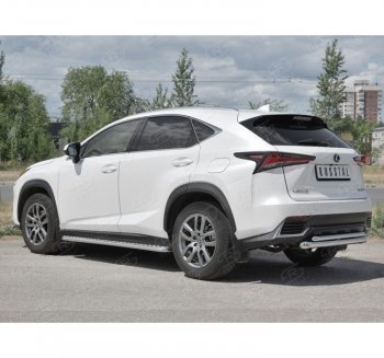 Защита заднего бампера (2 трубы Ø63 и 42 мм, нержавейка) SLITKOFF Lexus (Лексус) NX300h (НХ)  Z10 (2014-2017) Z10 дорестайлинг