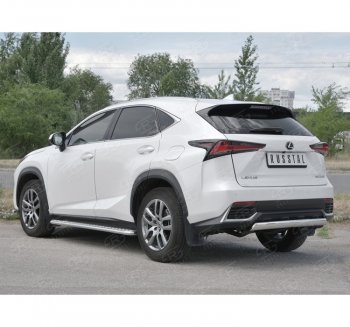 Защита заднего бампера (Ø75х42 мм, нержавейка) Russtal Lexus NX 300h Z10 дорестайлинг (2014-2017)