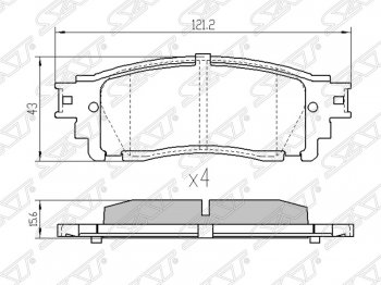 1 099 р. Колодки тормозные SAT (задние) Lexus NX200 Z10 дорестайлинг (2014-2017)  с доставкой в г. Санкт‑Петербург. Увеличить фотографию 1