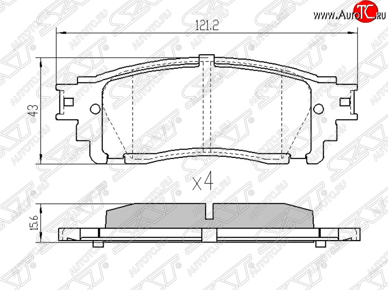 1 069 р. Колодки тормозные SAT (задние) Lexus NX300h Z10 дорестайлинг (2014-2017)  с доставкой в г. Санкт‑Петербург