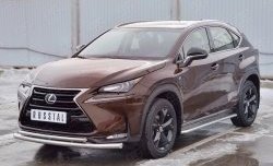 19 799 р. Защита переднего бампера (2 трубыØ63 и 42 мм, нержавейка) Russtal Lexus NX200 Z10 дорестайлинг (2014-2017)  с доставкой в г. Санкт‑Петербург. Увеличить фотографию 2