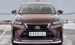 Защита переднего бампера (2 трубыØ63 и 42 мм, нержавейка) Russtal Lexus NX 200 Z10 дорестайлинг (2014-2017)