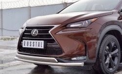 21 349 р. Защита переднего бампера (2 трубыØ63 и 75х42 мм, нержавейка) Russtal Lexus NX200 Z10 дорестайлинг (2014-2017)  с доставкой в г. Санкт‑Петербург. Увеличить фотографию 4