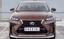 Защита переднего бампера (2 трубыØ63 и 75х42 мм, нержавейка) Russtal Lexus NX 200 Z10 дорестайлинг (2014-2017)