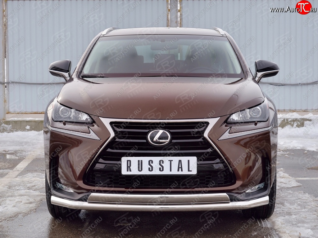 21 349 р. Защита переднего бампера (2 трубыØ63 и 75х42 мм, нержавейка) Russtal Lexus NX200 Z10 дорестайлинг (2014-2017)  с доставкой в г. Санкт‑Петербург