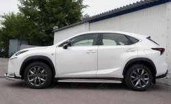 24 599 р. Порожки для ног (Ø42) Russtal Lexus NX200 Z10 дорестайлинг (2014-2017) (лист - алюминий, профиль - нержавейка)  с доставкой в г. Санкт‑Петербург. Увеличить фотографию 2