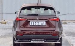 Защита заднего бампера (Ø42 мм с надписью, нержавейка) Russtal Lexus NX200 Z10 дорестайлинг (2014-2017)