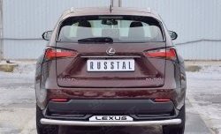 19 999 р. Защита заднего бампера (Ø63 мм с надписью, нержавейка) Russtal  Lexus NX200  Z10 (2014-2017) дорестайлинг  с доставкой в г. Санкт‑Петербург. Увеличить фотографию 1