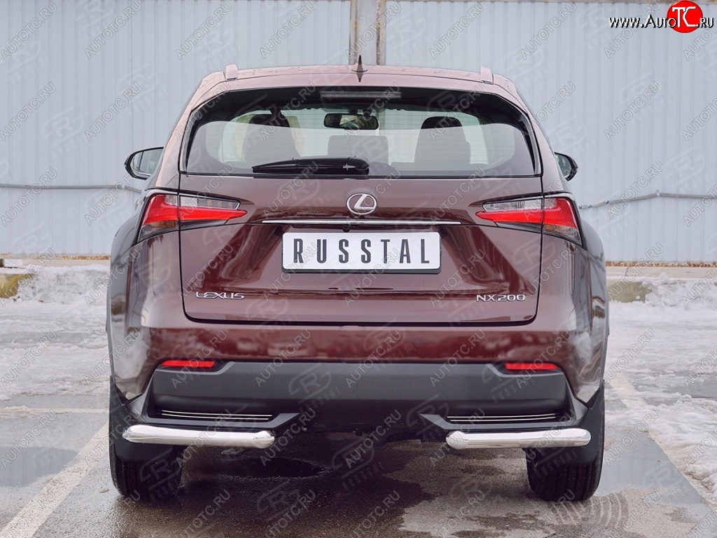 17 799 р. Защита заднего бампера (Ø63 мм уголки, нержавейка) Russtal Lexus NX200 Z10 дорестайлинг (2014-2017)  с доставкой в г. Санкт‑Петербург