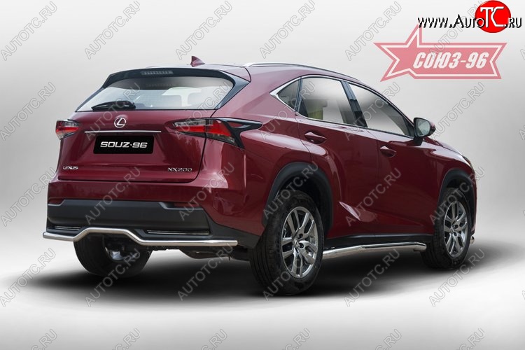 14 084 р. Волнистая защита заднего бампера d42 ( одна выхлопная труба ) Souz-96 Lexus NX200 Z10 дорестайлинг (2014-2017)  с доставкой в г. Санкт‑Петербург