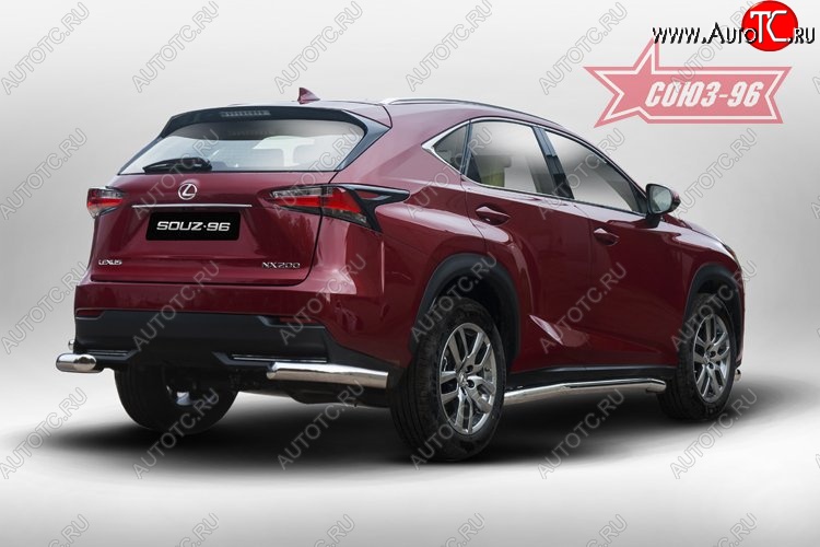 13 679 р. Угловая защита заднего бампера (d60) ( одна выхлопная труба ) Souz-96 Lexus NX200 Z10 дорестайлинг (2014-2017)  с доставкой в г. Санкт‑Петербург