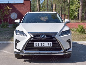 18 999 р. Защита переднего бампера (Ø42 мм, нержавейка, кроме F-Sport) Russtal Lexus RX350L AL20 рестайлинг (2019-2022)  с доставкой в г. Санкт‑Петербург. Увеличить фотографию 1