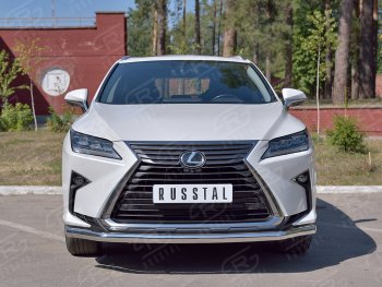 20 099 р. Защита переднего бампера (Ø63 мм, нержавейка, кроме F-Sport) Russtal Lexus RX350L AL20 рестайлинг (2019-2022)  с доставкой в г. Санкт‑Петербург. Увеличить фотографию 1